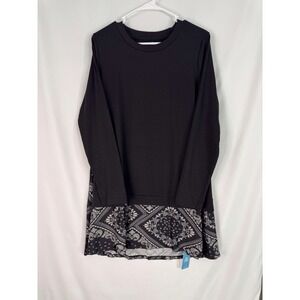 CUPSHE Black Long Sleeve Dress Medium NWT Paisley Bandana Print Casual Chic